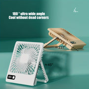 Portable Battery-Powered Desk Fan with 180° Tilt, 5-Speed, USB Charging
