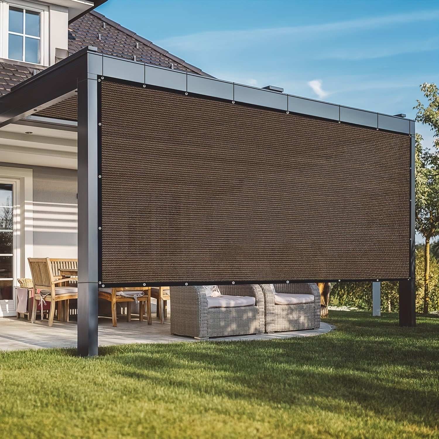 Brown HDPE Square Shade Sail 95 Sun Block UV Heat Resistant Outdoor Cover