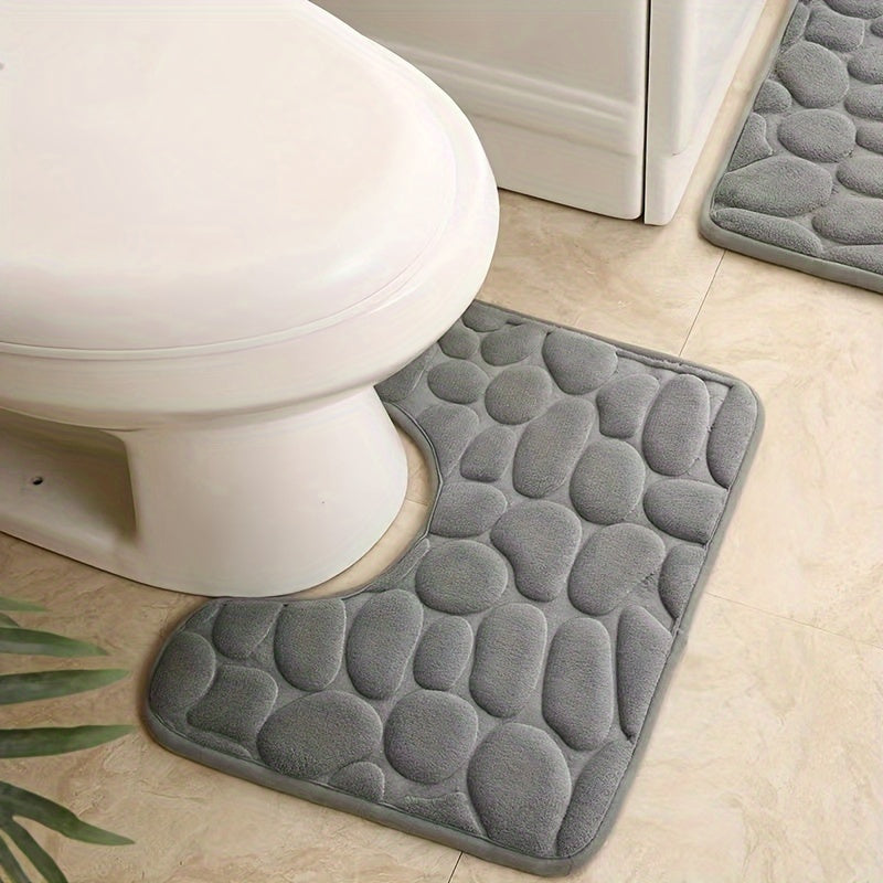 U-Shaped Foam Bath Rug Non-Slip Absorbent Washable Bathroom Decor