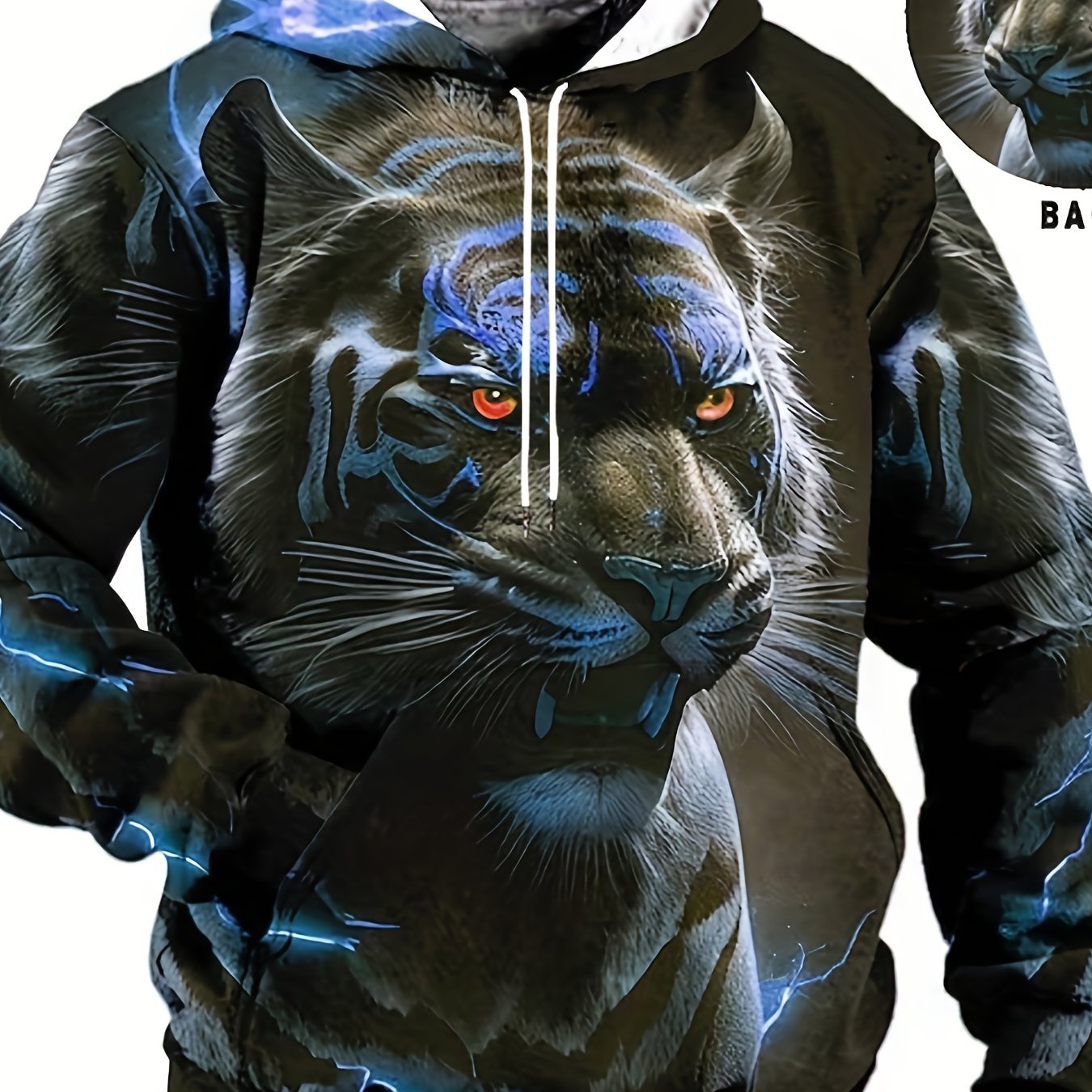 Plus Size Oversized Hooded Sweatshirt with 3D Tiger Print for Autumn Winter