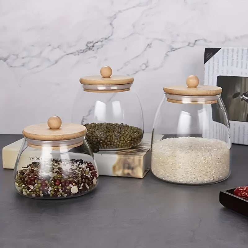 Clear Glass Jar with Lid for Candy Tea Nuts Storage Airtight Cylinder Canister