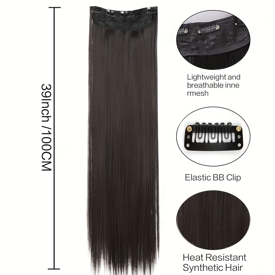 Synthetic Clip-In Hair Extensions for Women Full Head Length and Volume