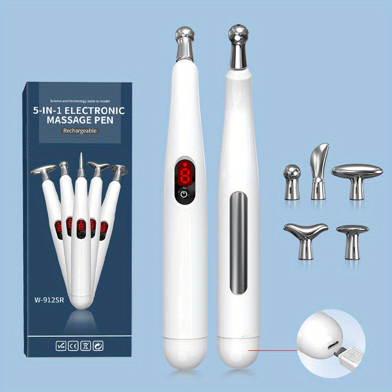 O'zgaruvchan sozlamalari va turli massaj boshliqlari bilan quvvatlanadigan elektr massaj qalam, uyda yoki sayohatda foydalanish uchun.