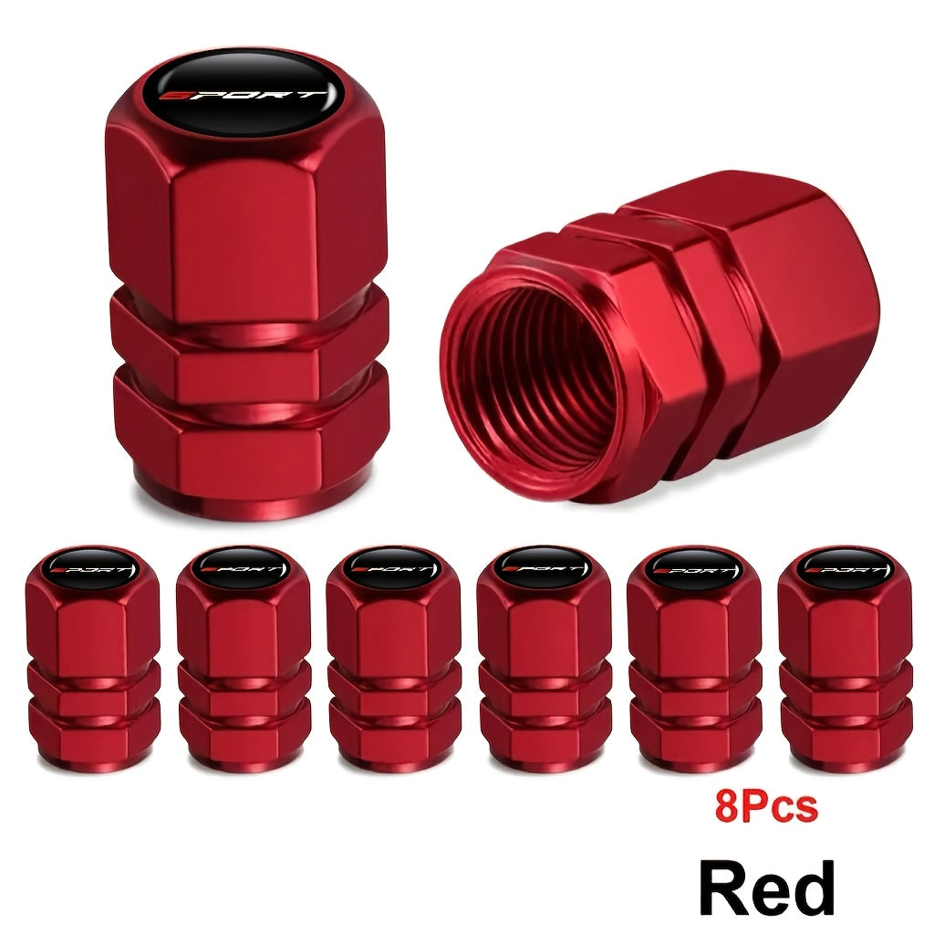 Aluminum Valve Caps Set for Cars and Motorcycles, Sport Pattern, 4/8/12 Pieces