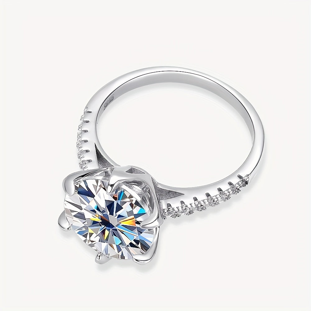 Sterling Silver 5 Carat Moissanite Ring for Wedding Engagement Anniversary Gift