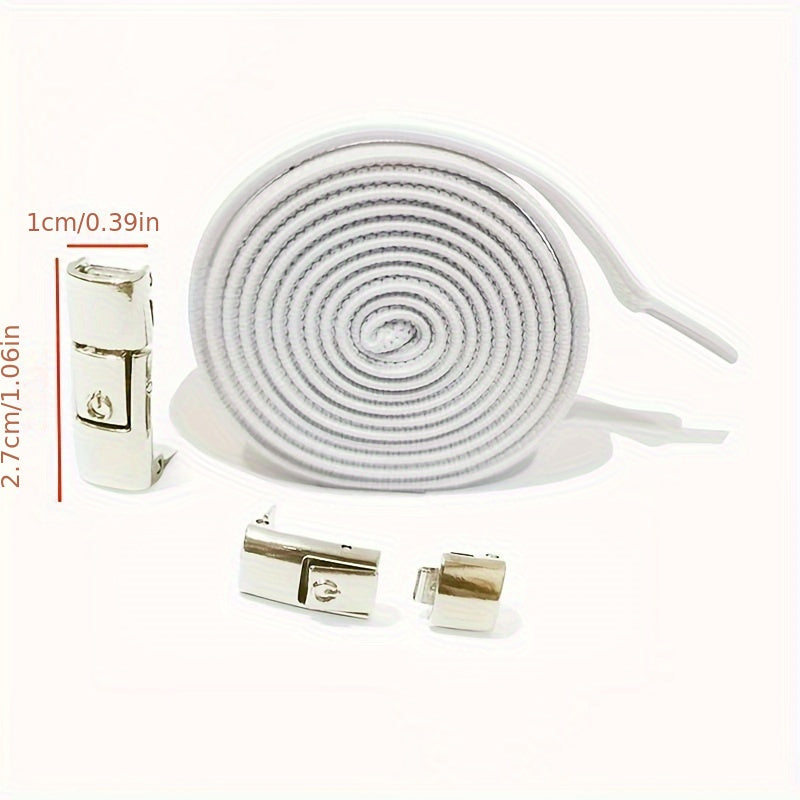 Unisex Elastic Flat Shoelaces With Metal Buckles No Tie Shoe Accessories
