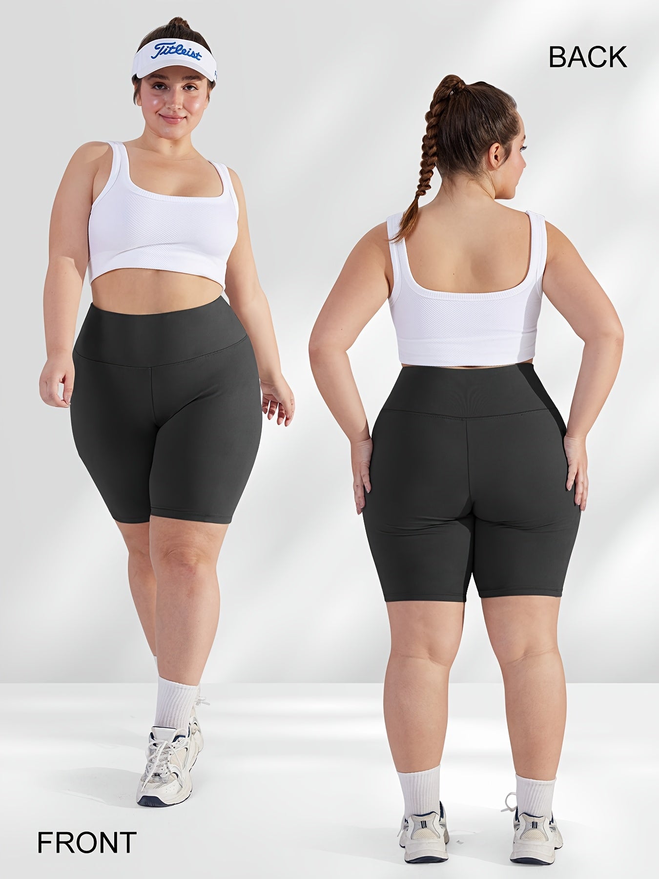 Plus Size High-Waisted Yoga Shorts Non-See-Through Moisture-Wicking Elastic Fabric