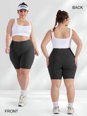 Plus Size High-Waisted Yoga Shorts Non-See-Through Moisture-Wicking Elastic Fabric