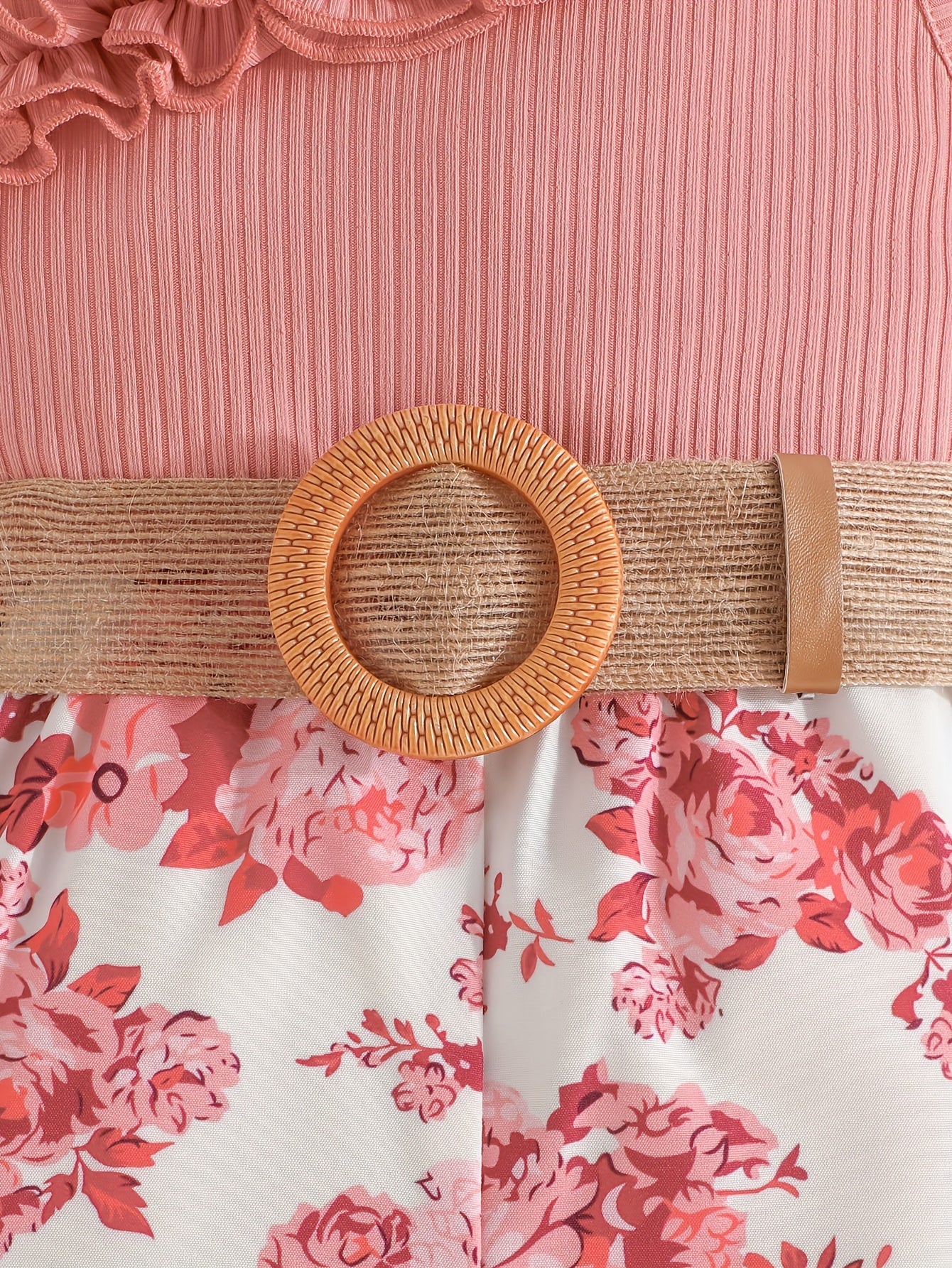 Pelele floral de un solo hombro para niña bebé con cinturón para salidas de verano