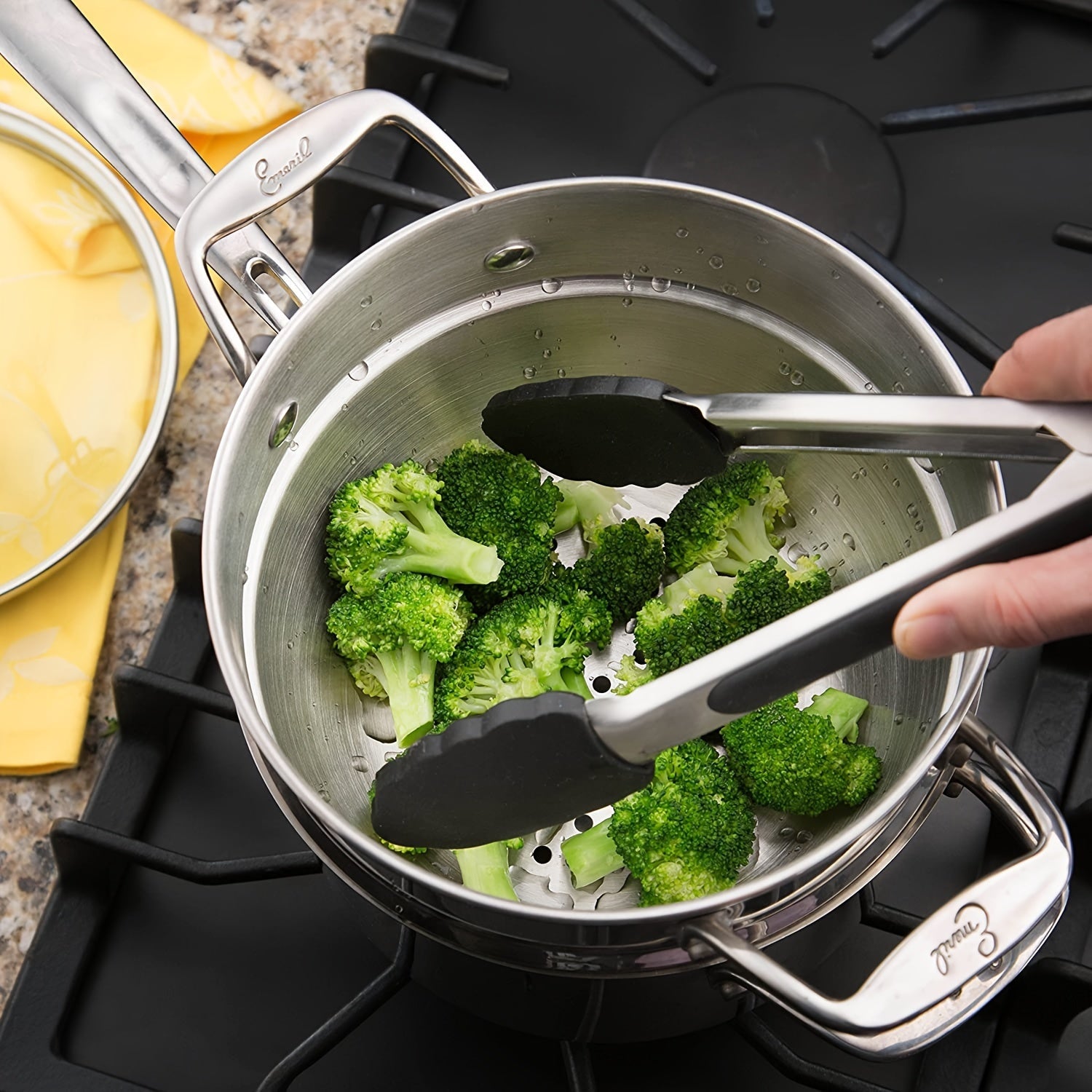 Black and Red Stainless Steel Kitchen Tongs with Silicone Tips, Multiple Sizes