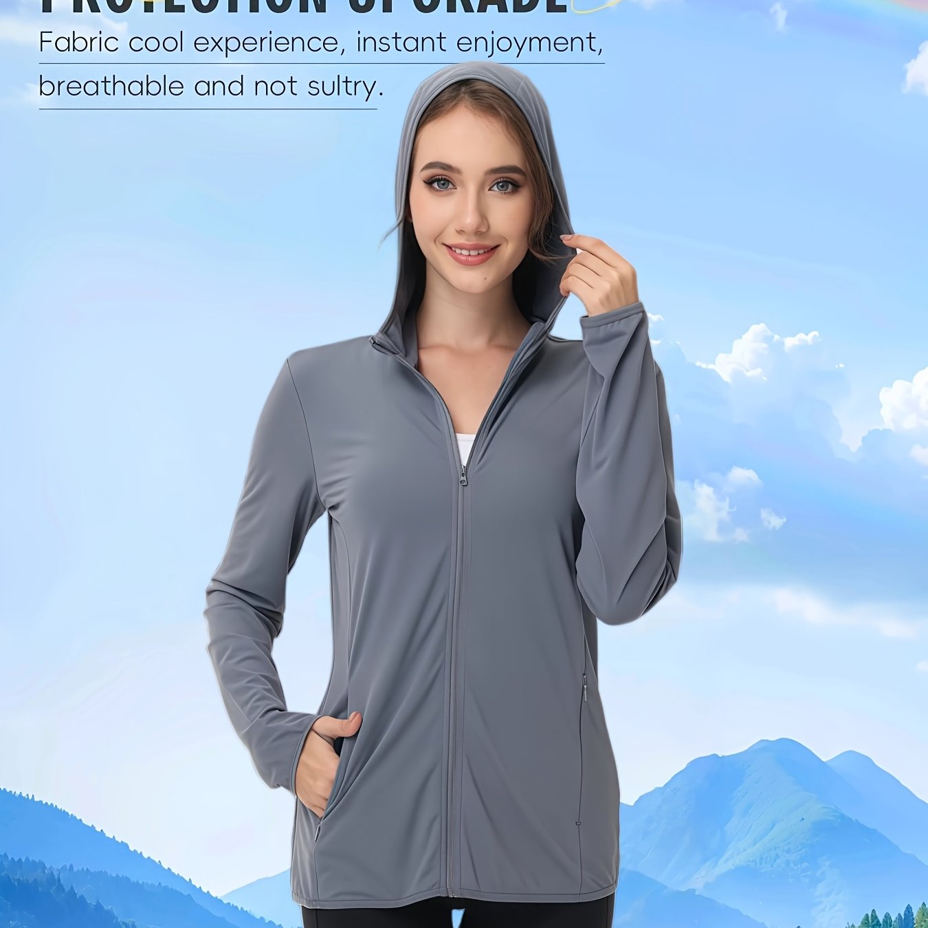 Plus Size Women's Lightweight Breathable Hooded Jacket for Outdoor Activities
