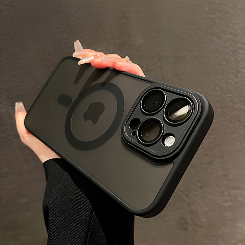 Matte Translucent Shockproof Phone Case for iPhone 11-16 Pro Max and 16 Plus with Camera Lens Protector and Magnetic Wireless Charging