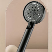 Black Shower Head with Five-Speed Settings and Stop Button Pressurized Spray Bath Set with Lotus Design