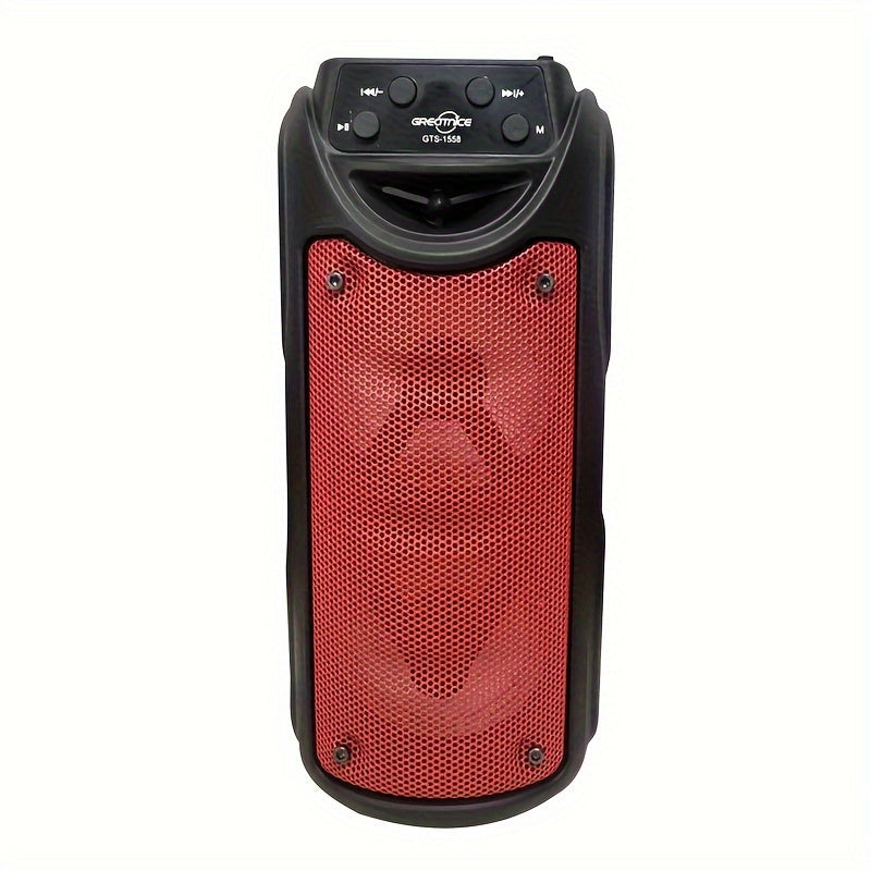 Katta ikki 3 dyuymli ochiq havoda foydalanish uchun mo'ljallangan dinamik, LED chiroq, ulanish uchun kartochka, USB va mikrofon ulanishi bilan. Kamping va portativ foydalanish uchun mukammal, simsiz imkoniyatlar va rang-barang yoritish bilan.