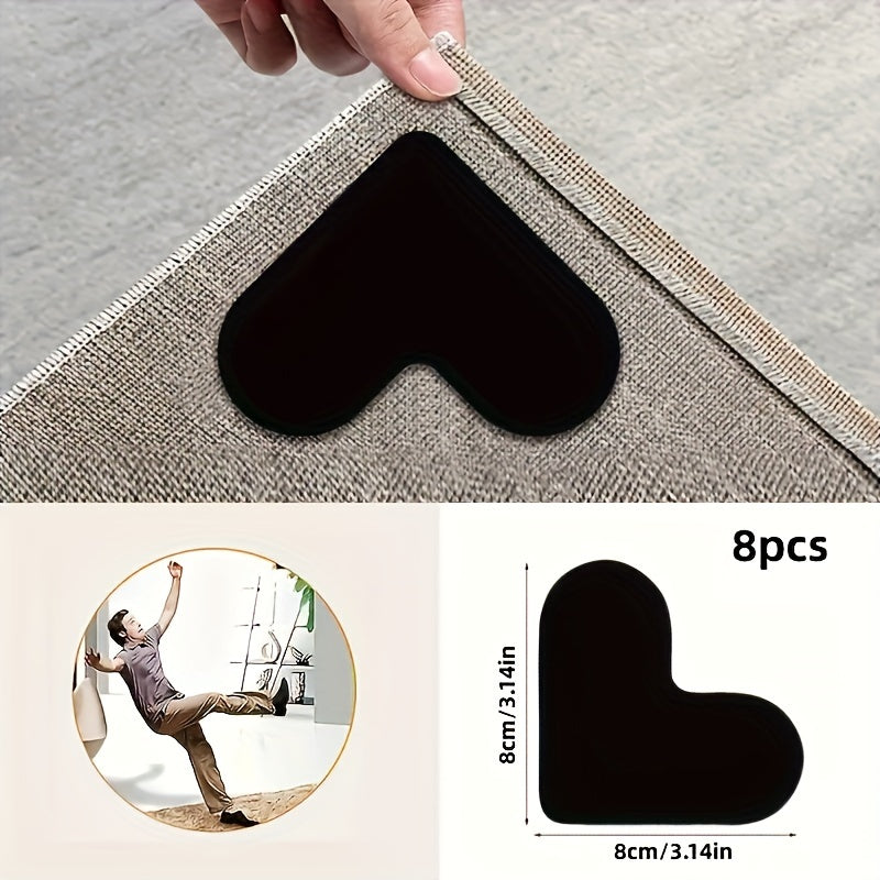 Non-Slip Carpet Pads with Reusable Adhesive Rug Anchors for Tiles and Hardwood Floors