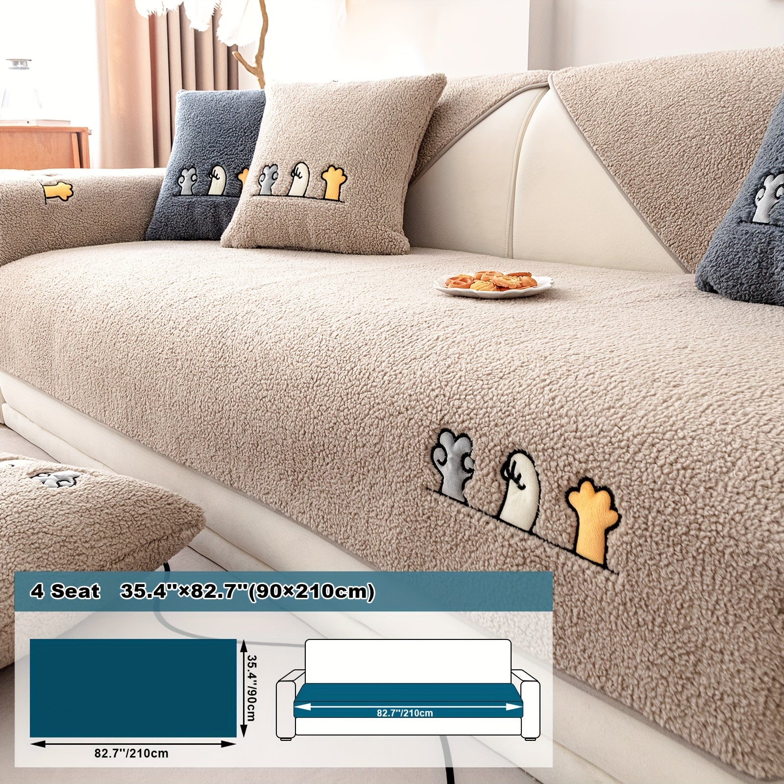 Плюшевый чехол на диван Sherpa, противоскользящий, защитный чехол для мебели для домашних животных для гостиной