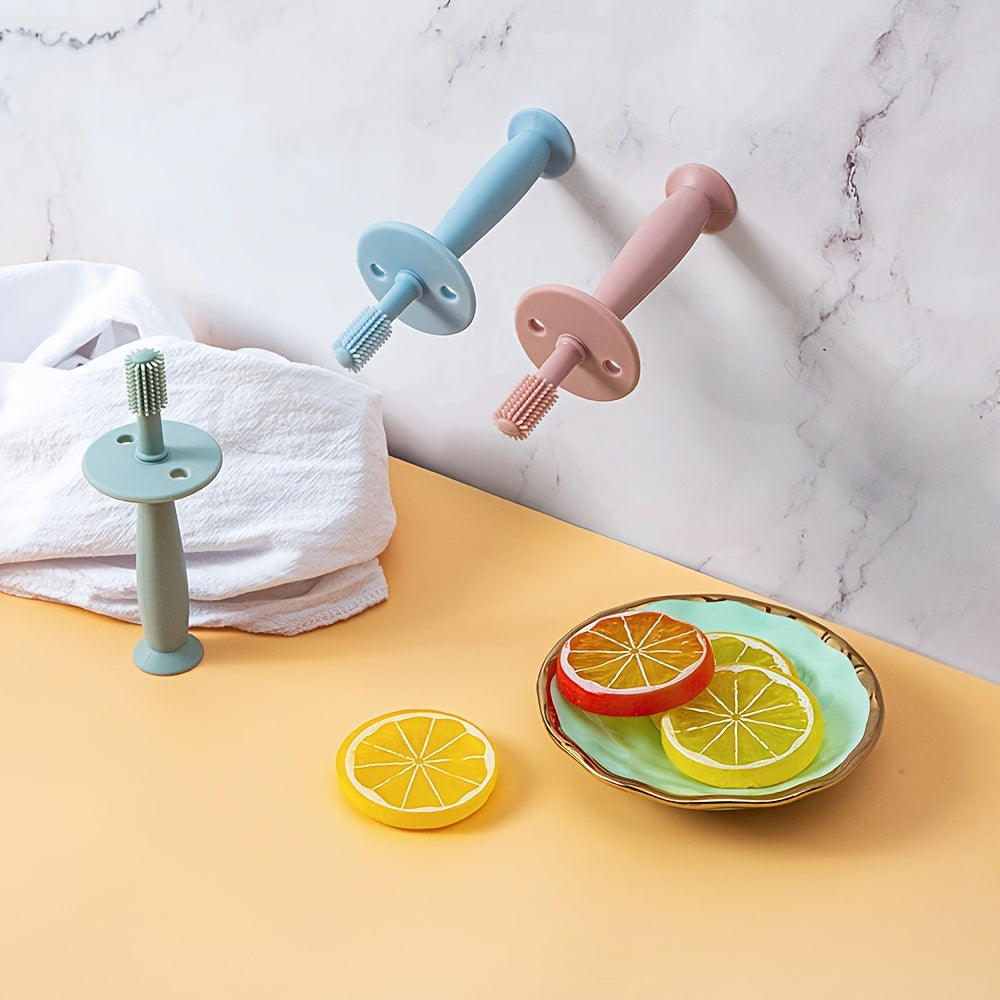 Baby Toothbrush Set 2 Finger and 360° Suction Silicone Baby Toothbrushes for Infants