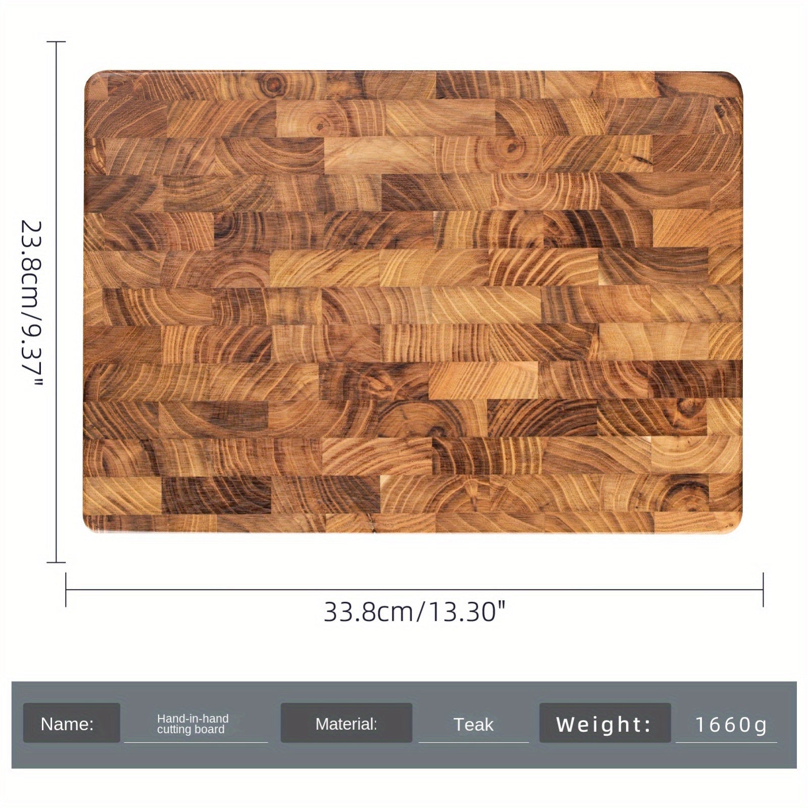 Durable Teak Wood End Grain Chopping Block Food Prep Butcher's Board Kitchen Essential