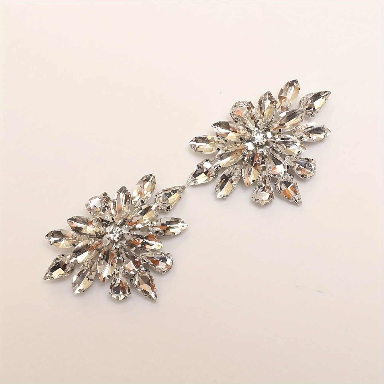 Women Rhinestone Flower Shoe Clips Set of 2 Removable Accessories