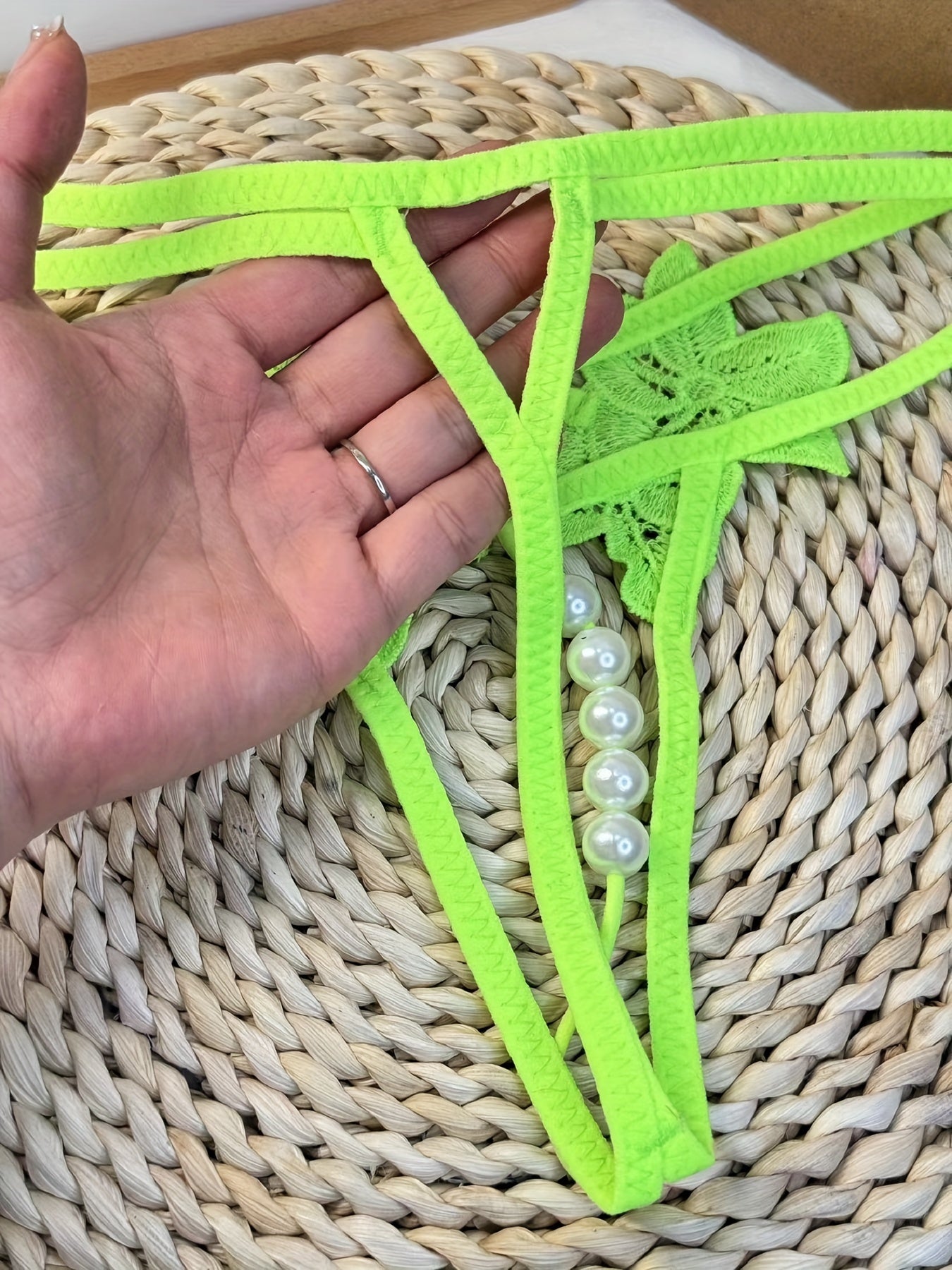 Women's Pearl Open Crotch Thong Lingerie