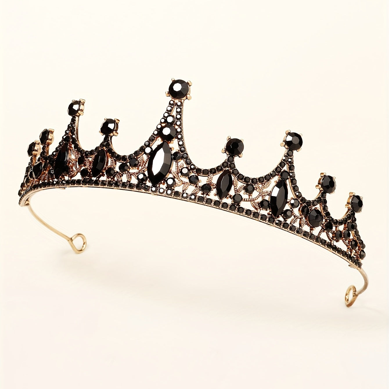 Black Crystal Rhinestone Crown Tiara for Weddings and Parties Elegant Bridal Hair Jewelry