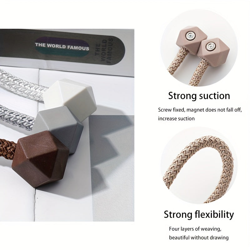 Magnetic Curtain Tiebacks with Thick Twist Cords and Strong Magnets for Home Decor