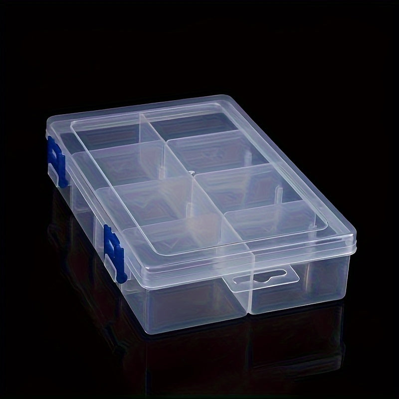 Transparent Storage Box with 8 Grids for Plastic Parts Organization