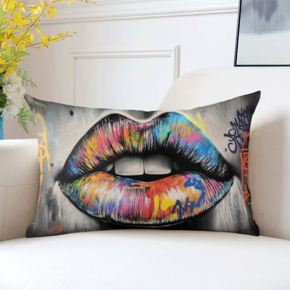 Abstract Graffiti Lips Pillow Cover 50.8x30.48 cm Decorative Throw Pillowcase Zipper Washable