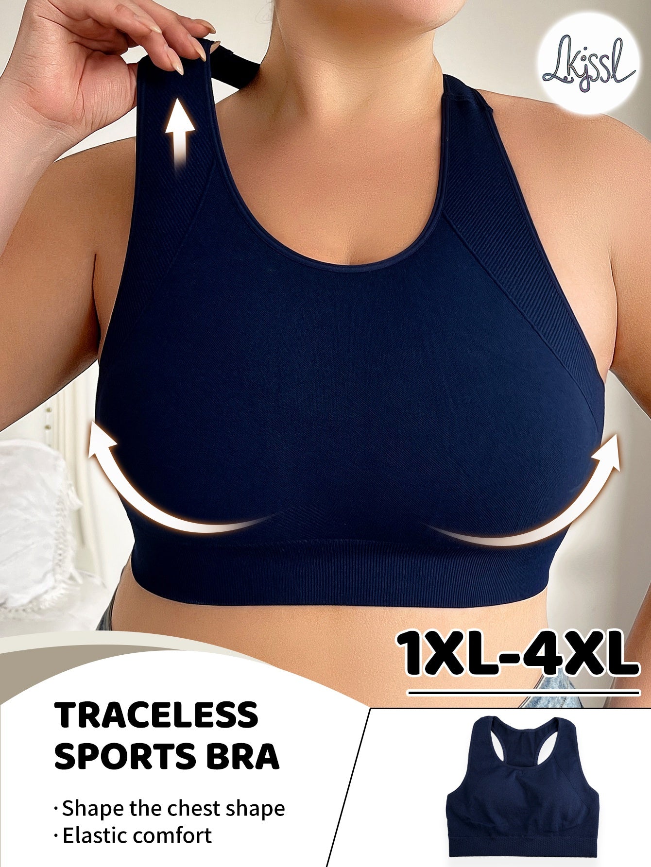 Women's Seamless Breathable Sports Bra Dark Blue for Yoga Running Casual