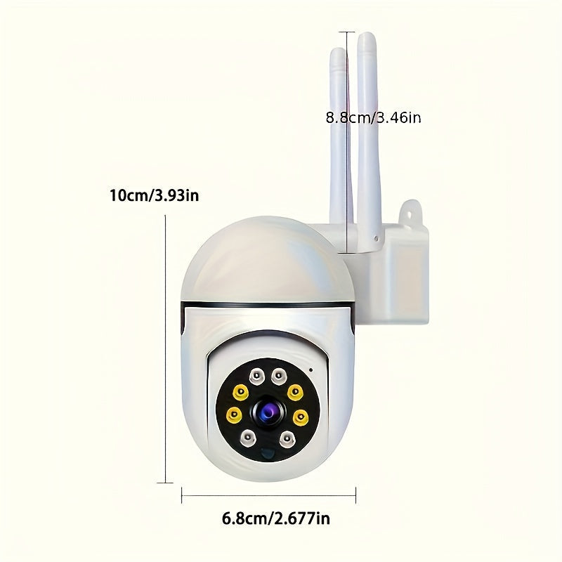 Smart Security Camera TERUHAL HD 1080P, Simsiz Ichki/Tashqi, Pan/Tilt/Zoom, Ikki Tomonlama Audio, Harakatni Kuzatish, Rangli Tungi Ko'rish, Wi-Fi Bilan Ta'minlangan, USB Bilan Quvvatlanadi, Smartfonlar Bilan Mos Keladi
