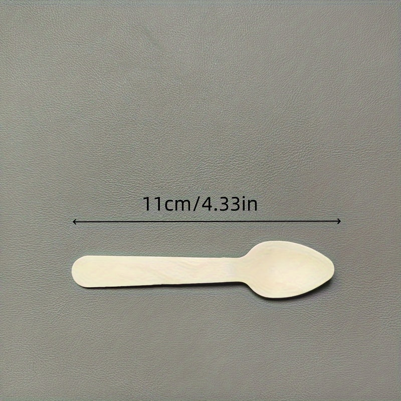 Mini cucharas de degustación de madera 10.92cm punta puntiaguda aptas para alimentos para postres y helados