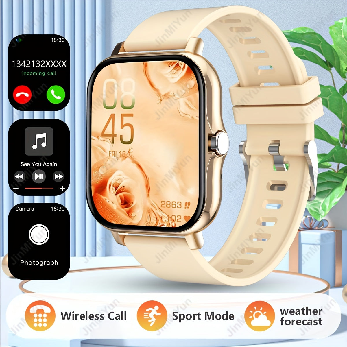 1.83-Inch Full Screen Touch Sports Smart Watch for Men and Women with Wireless Calling and Multiple Sports Modes