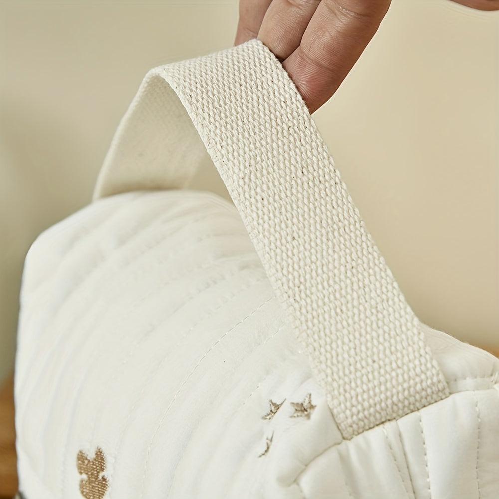 Bolsa de pañales de algodón con bordado para cochecito de bebé y almacenamiento para madre