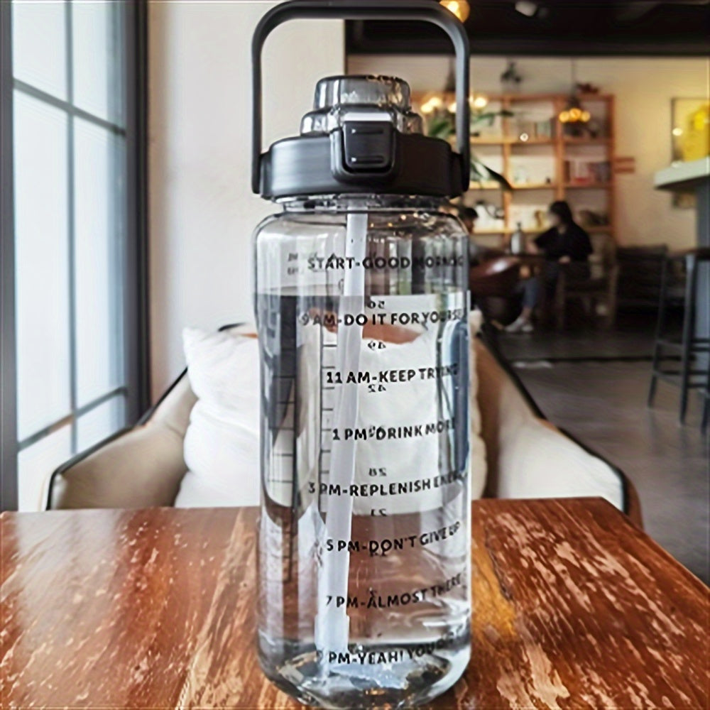 Large Capacity Sports Water Bottle with Straw 2000ml Leak-Proof Durable PC