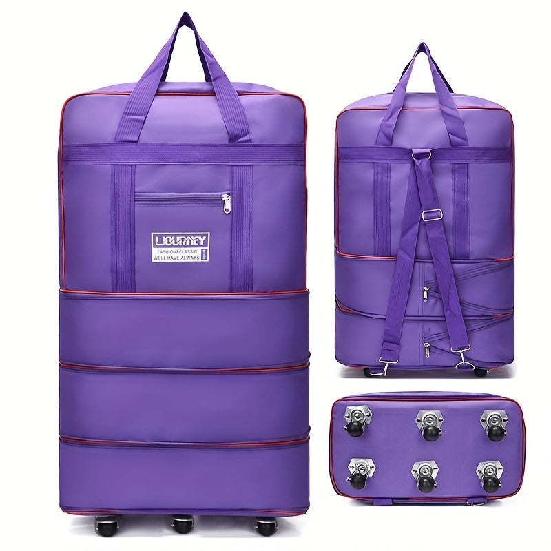 Foldable Travel Luggage Bag with Wheels Expandable Carry-On Suitcase for Business and Travel