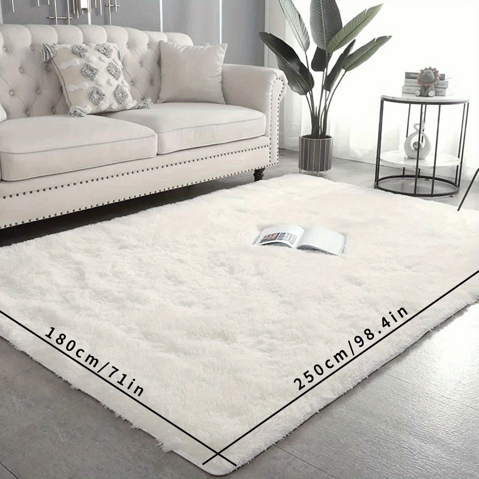 White Plush Rug Non-Slip Shaggy Throw Rug for Living Room Bedroom Nursery
