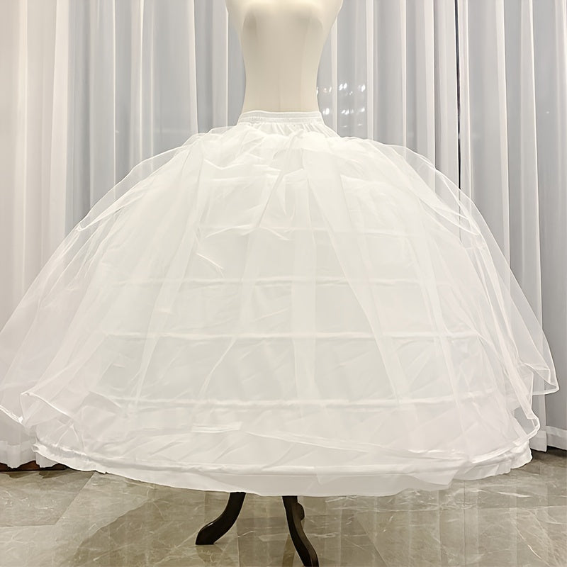 Full-Length Wedding Dress Petticoat with 6 Hoops Polyester Crinoline Underskirt