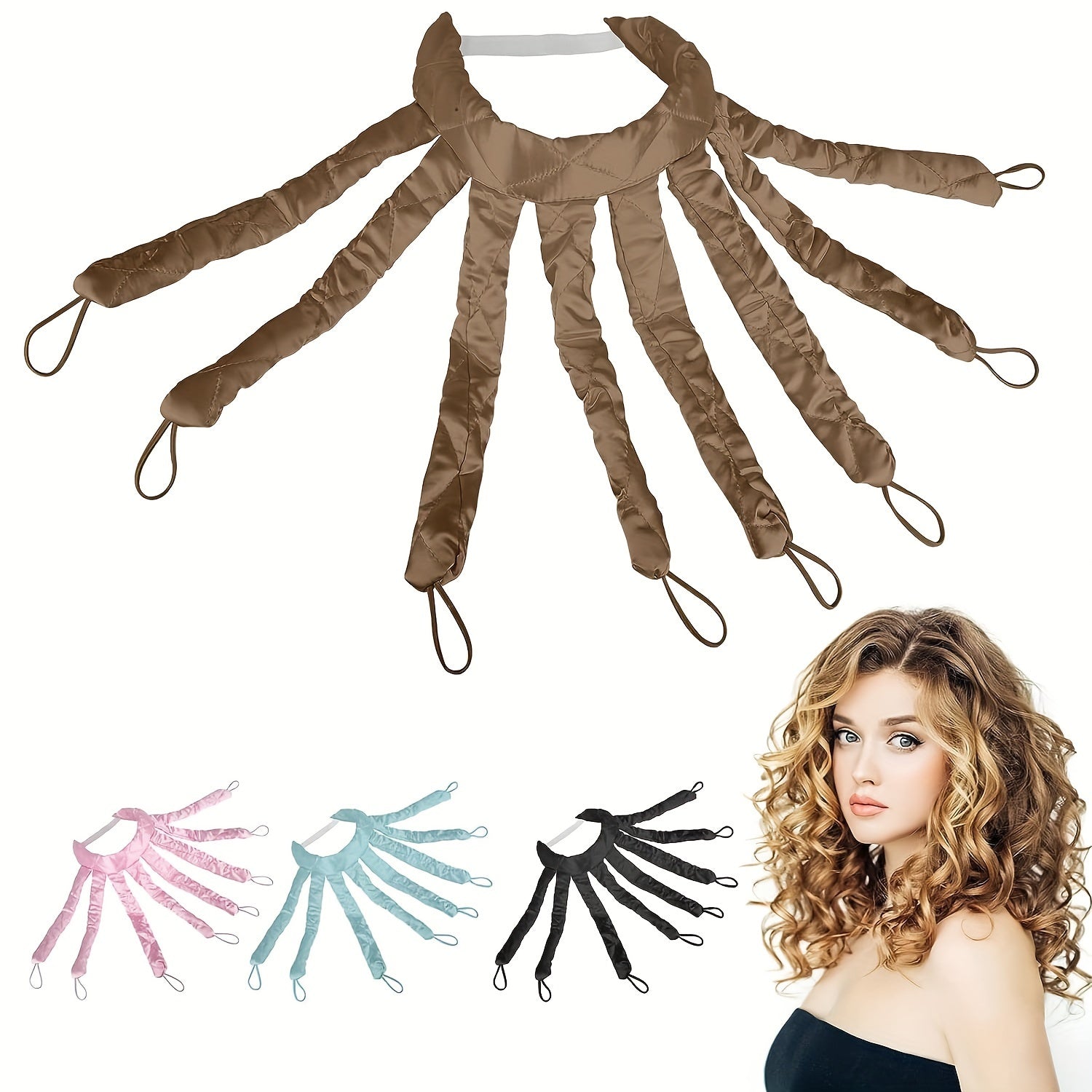 Rulos de pelo sin calor para mujeres, rulos suaves para peinados nocturnos de bricolaje