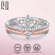 0.5 Ct Moissanite Crown Ring in Sterling Silver with 18K White or Rose Gold Plating for Engagement or Wedding Gift
