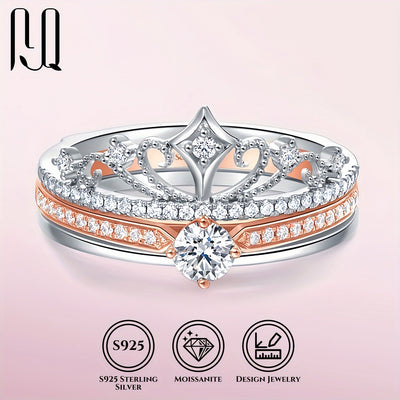 Engagement yoki to'y sovg'asi uchun 18K oq yoki pushti oltin qoplamali Sterling kumushda 0.5 Ct Moissanite taxtali uzuk