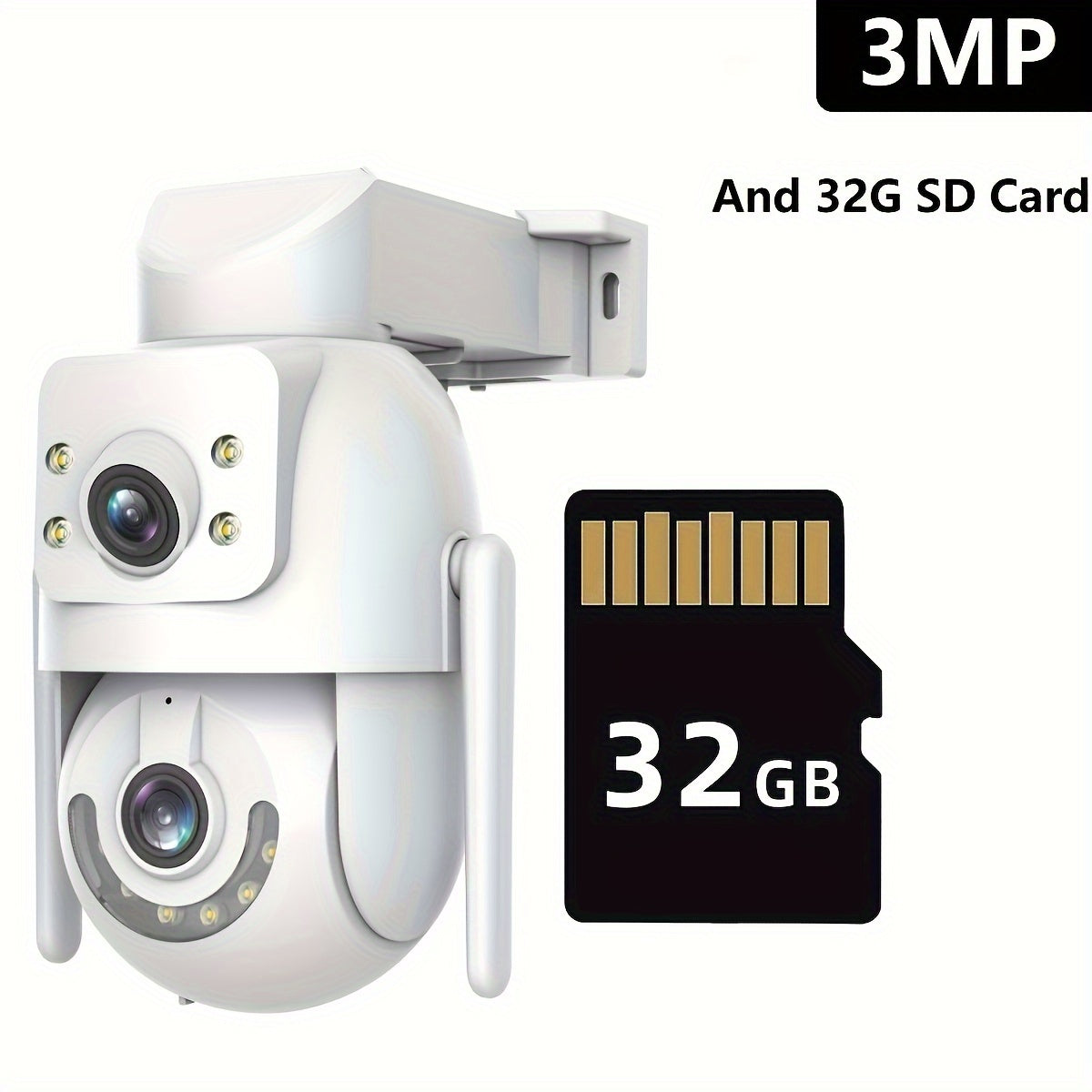 Dual-Screen 3MP Security Camera with PTZ WiFi Motion Tracking Night Vision