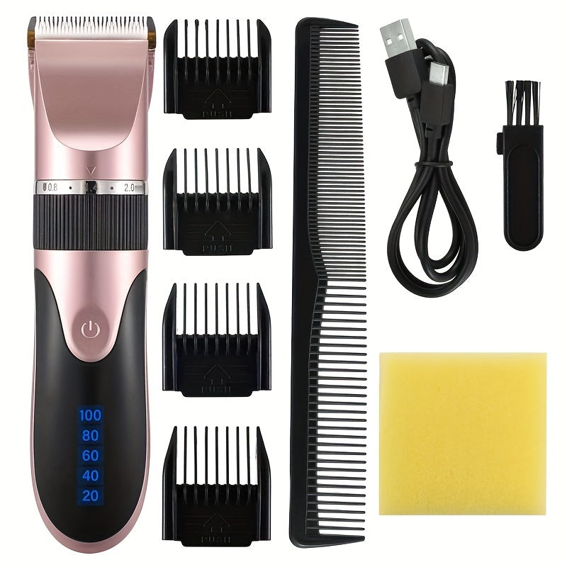 USB rechargeable digital hair trimmer with ceramic blade for men's haircuts