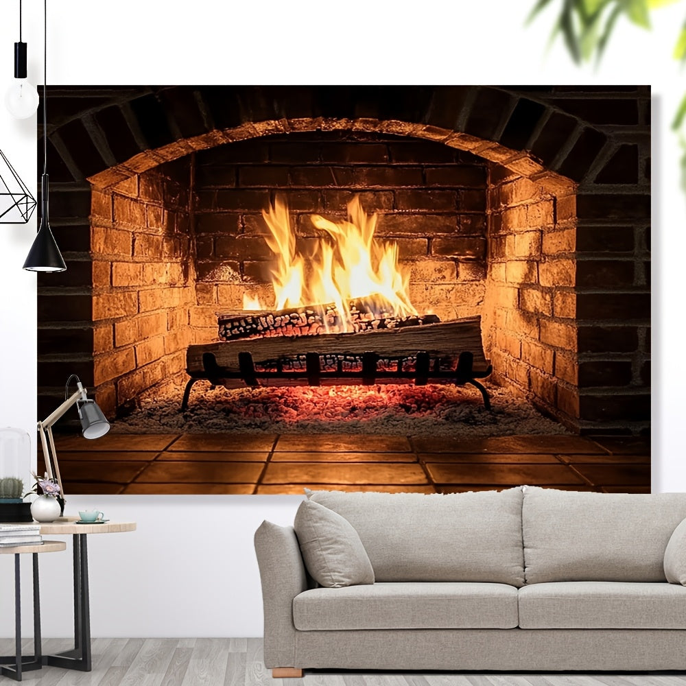 Elegant Polyester Fabric Backdrop for Living Room Fireplace Holiday Decor