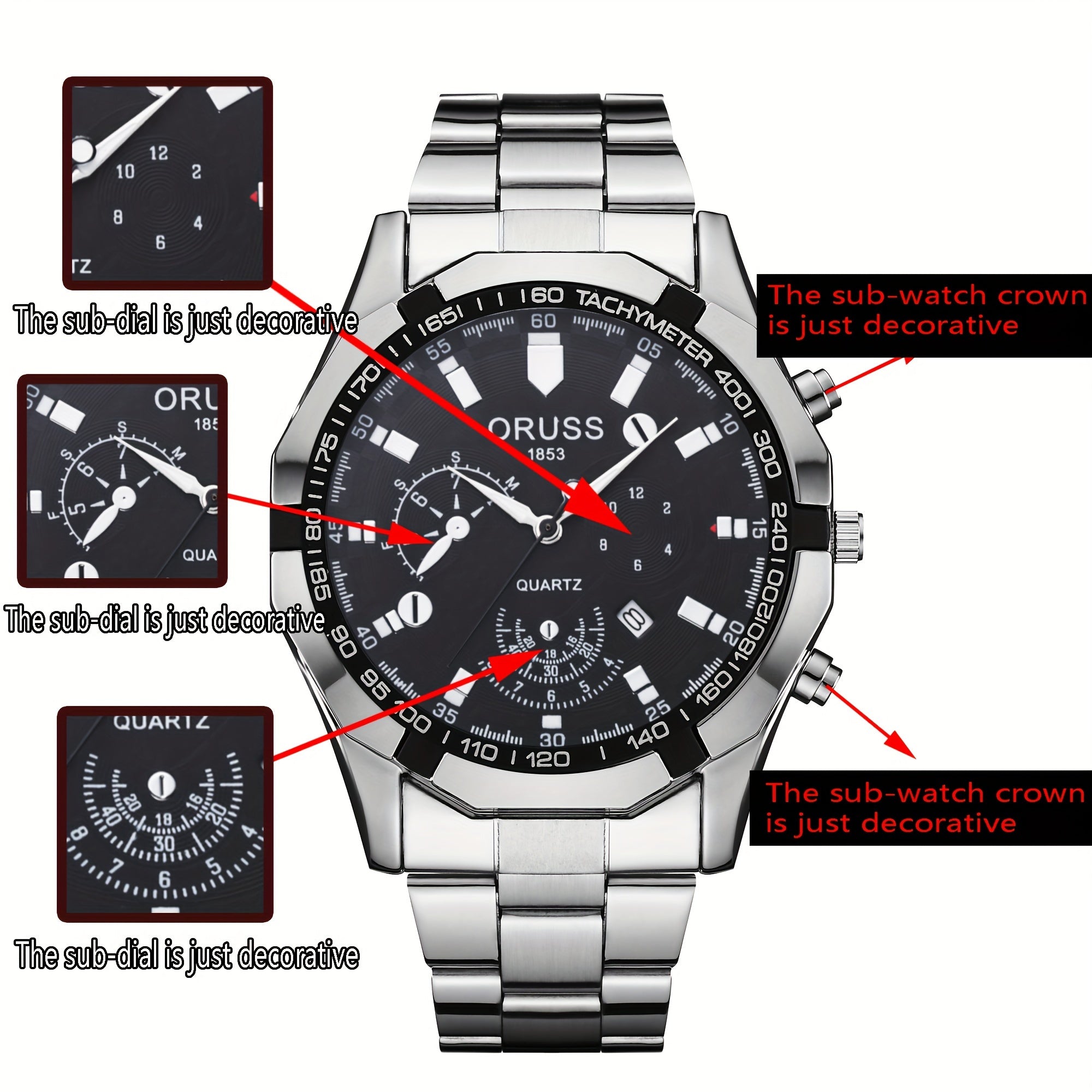 Men's Waterproof Wristwatch with Large Dial Luminous Hands Durable Fashion Accessory