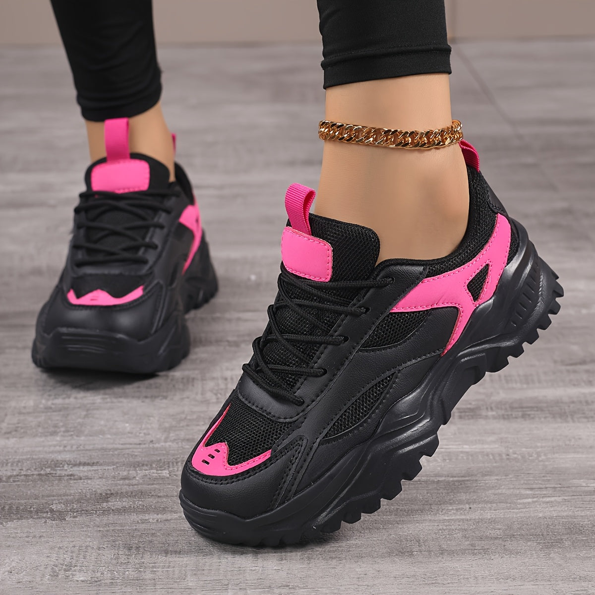 Women's Mesh Running Shoes Black Pink Athletic Sneakers Cushioned Comfort