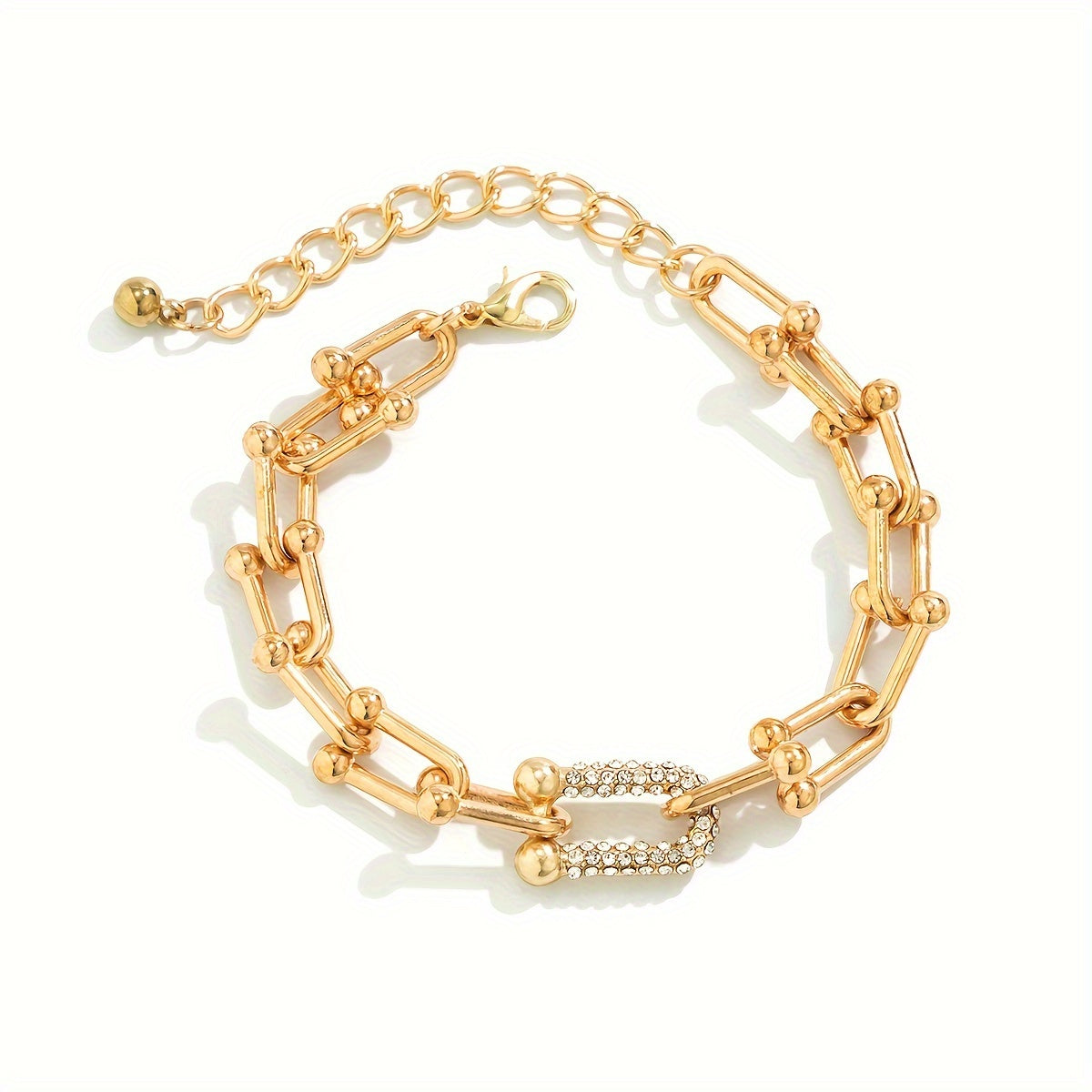 Punk Style Zinc Alloy Hand Chain Bracelet with Rhinestones