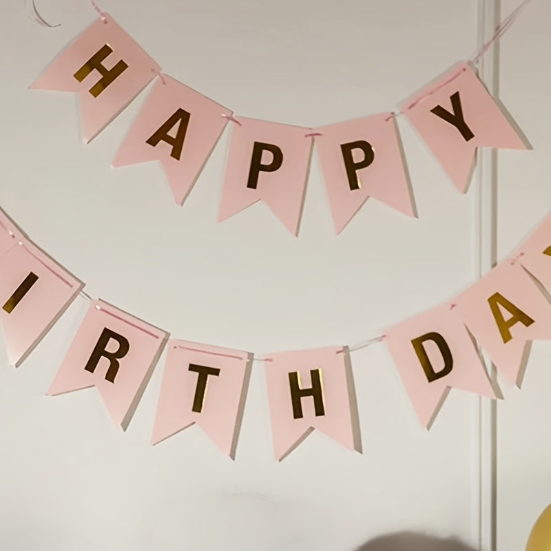 Banderín de banderines de cumpleaños de Gilt Happy Birthday Dovetail para decoración de fiestas de cumpleaños