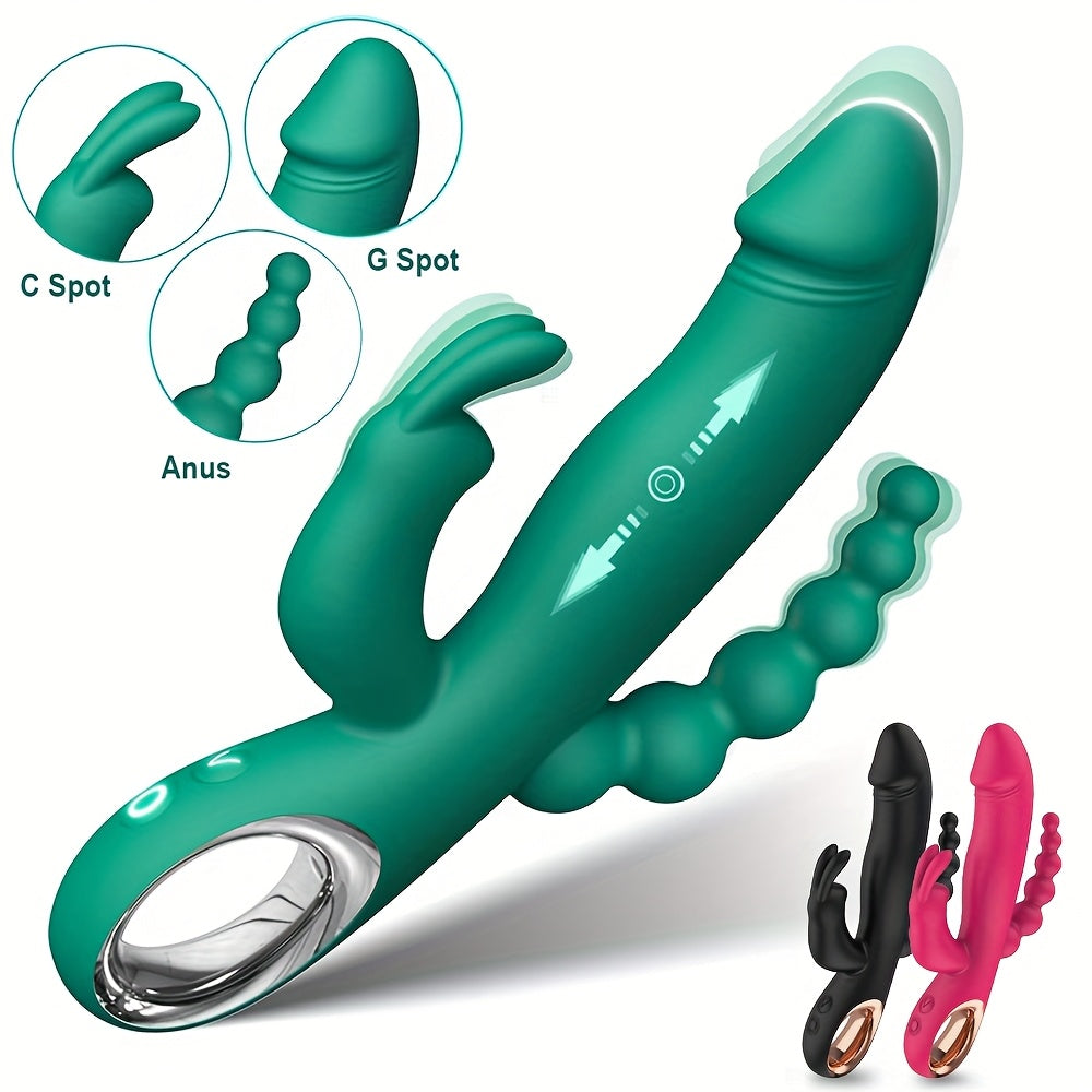 Women Silicone Thrusting Dildo Rabbit Vibrator G Spot Clitoral Massager