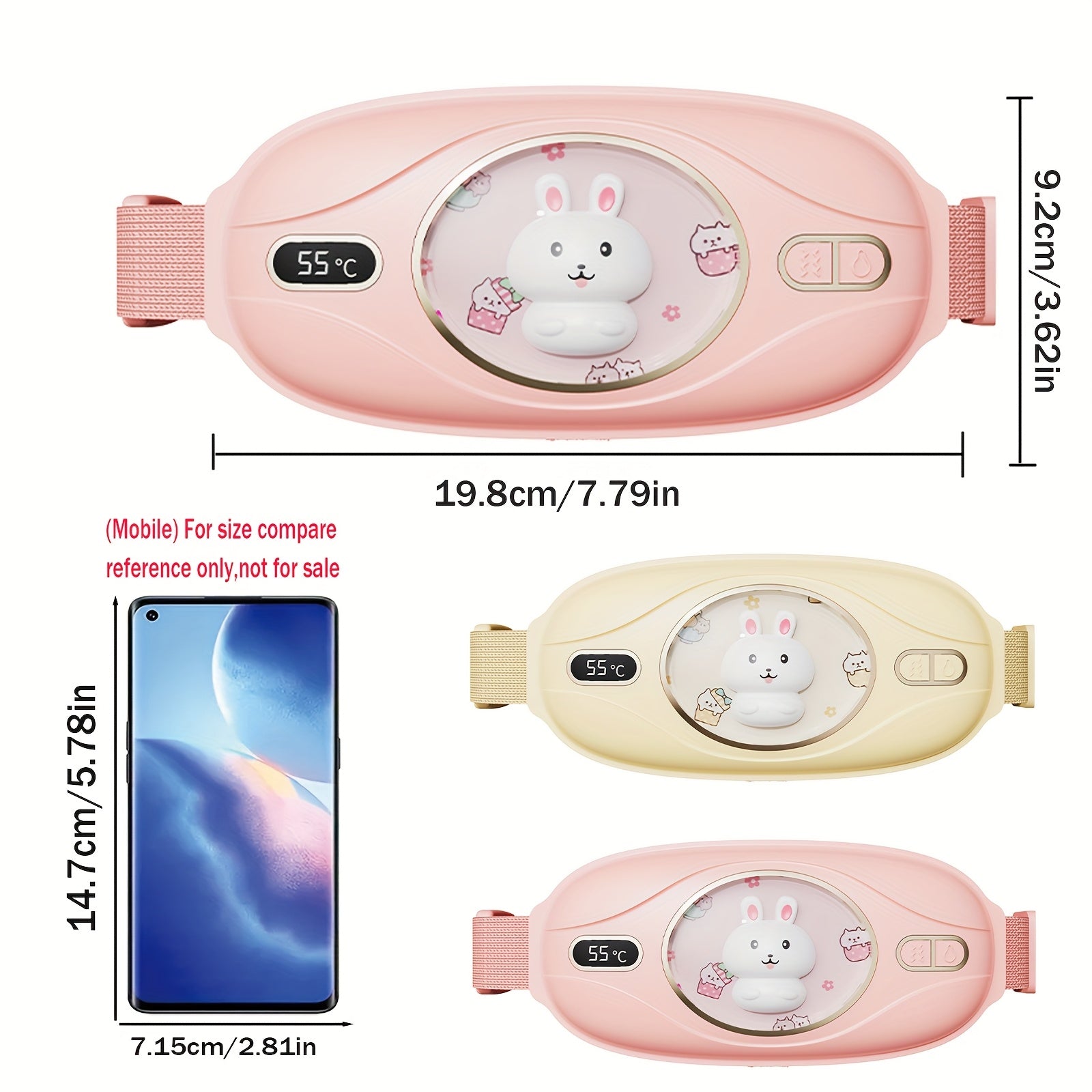 Vibrating Heating Massage Belt for Waist with Five Speeds USB Rechargeable Abdominal Massager