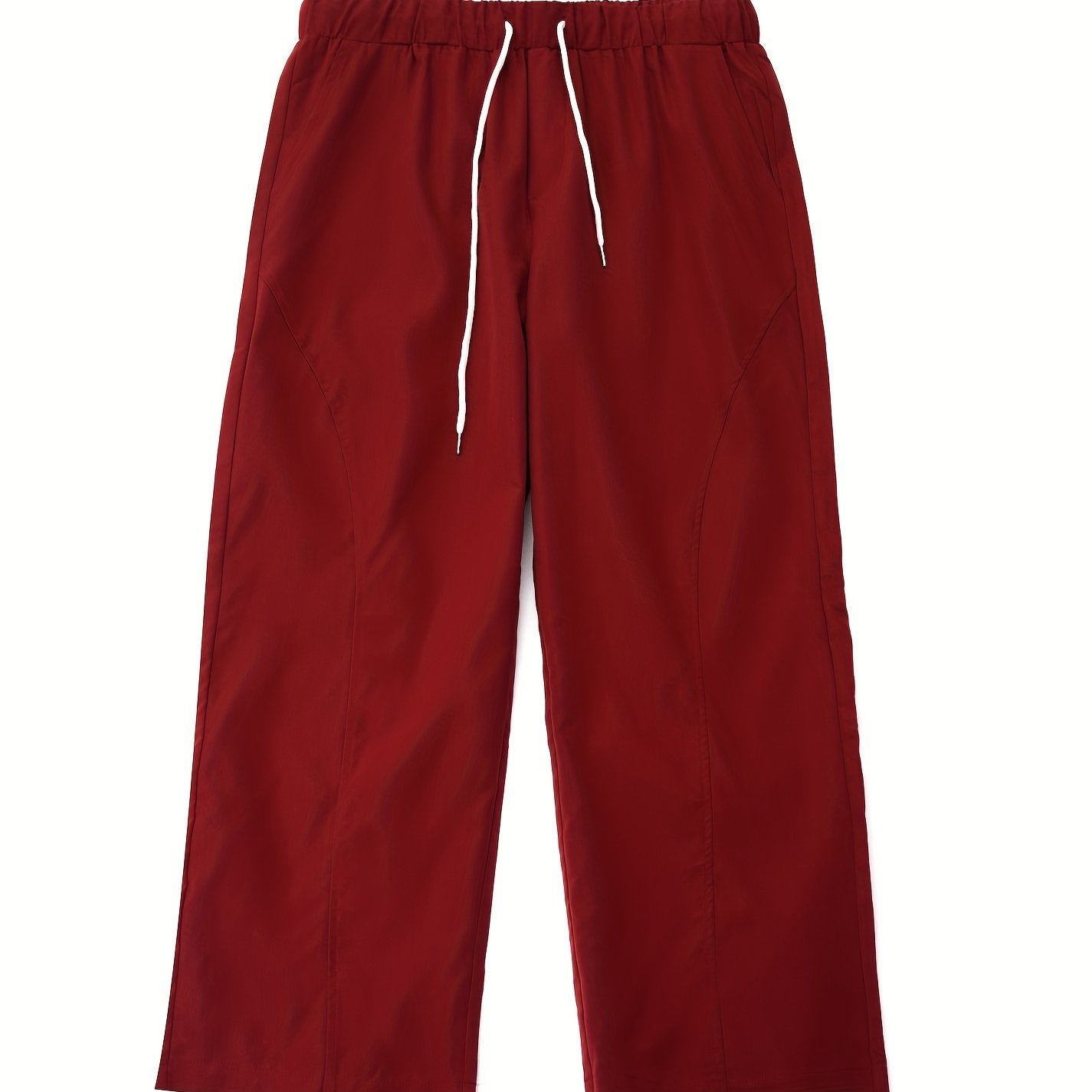 Erkaklar uchun engil ipli keng oyoqli tasodifiy shimlar - qulay polyester aralashmasi, bir rangli, mashinada yuvish mumkin, barcha mavsumlar uchun kiyish, porloq tuzilma, katta o'lcham.